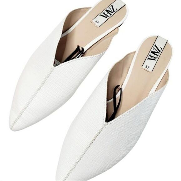 BRAND NEW EMBOSSED LEATHER FLAT LOAFER MULES POINTED TOE SHOE - Picture 15 of 15